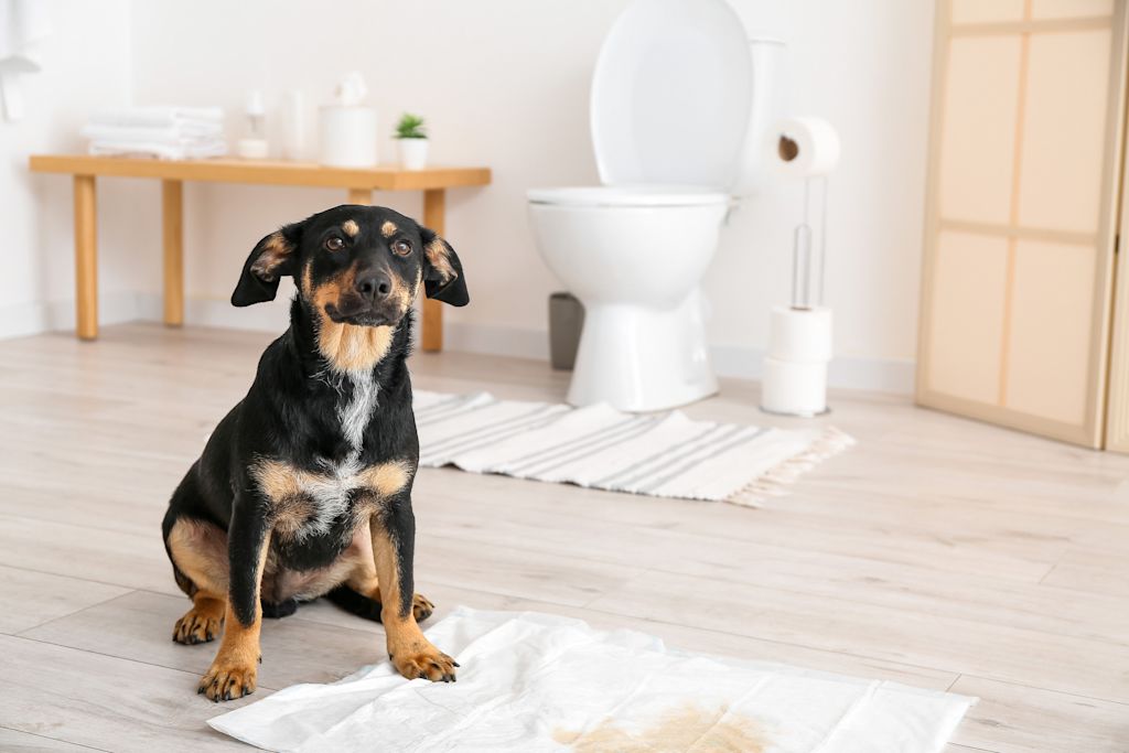 Chien qui fait pipi dans la maison